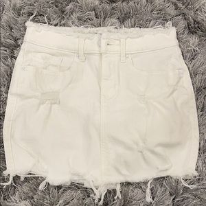 White Denim Distressed Mini Skirt